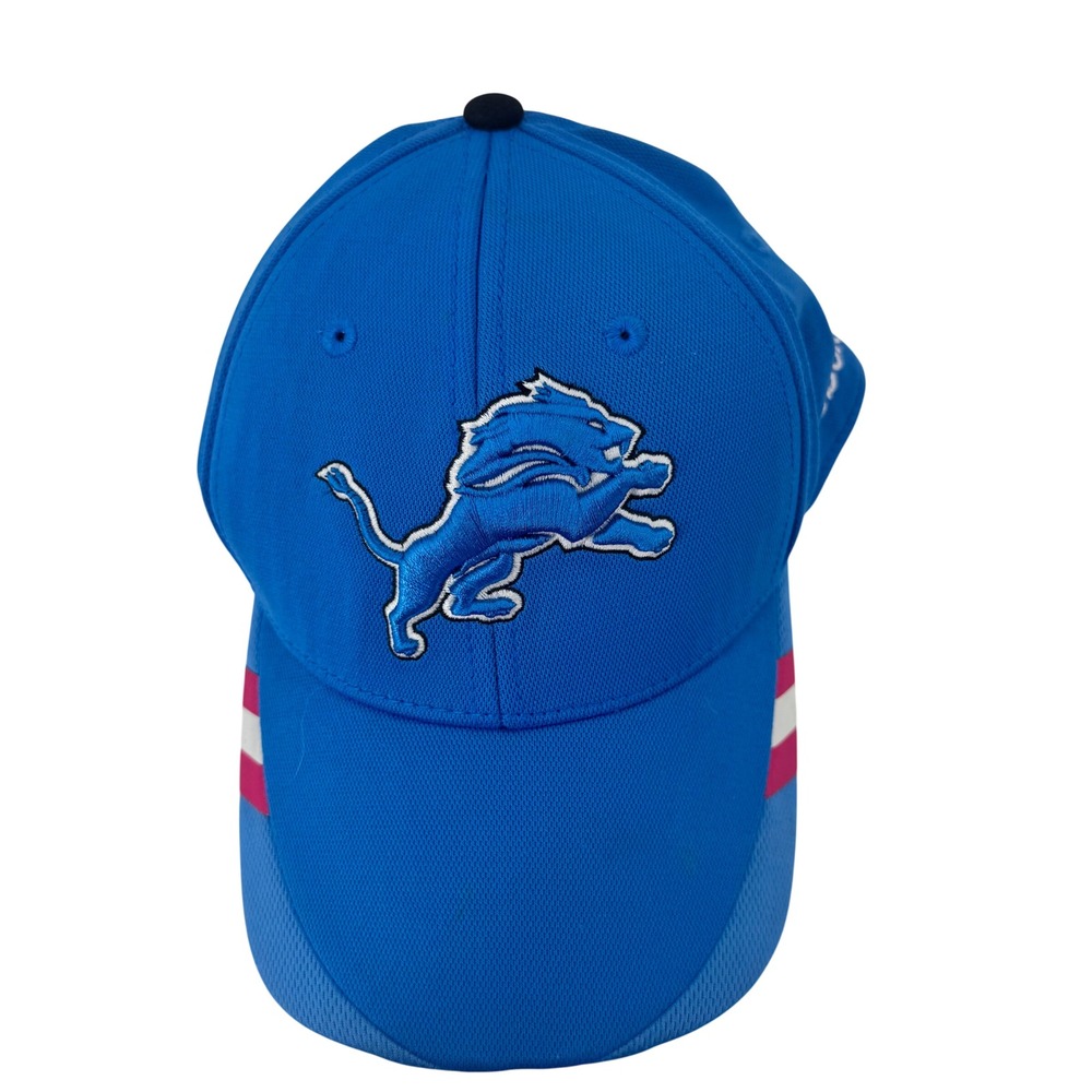 Detroit Lions Reebok NFL Onfield V-Flex Hat Blue L/XL‎ Breast Cancer Awareness